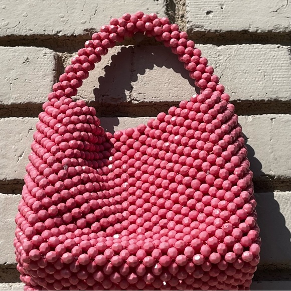 Strawberry Pink Beaded Mini Bag with Strawberry Design - Picture 5 of 6